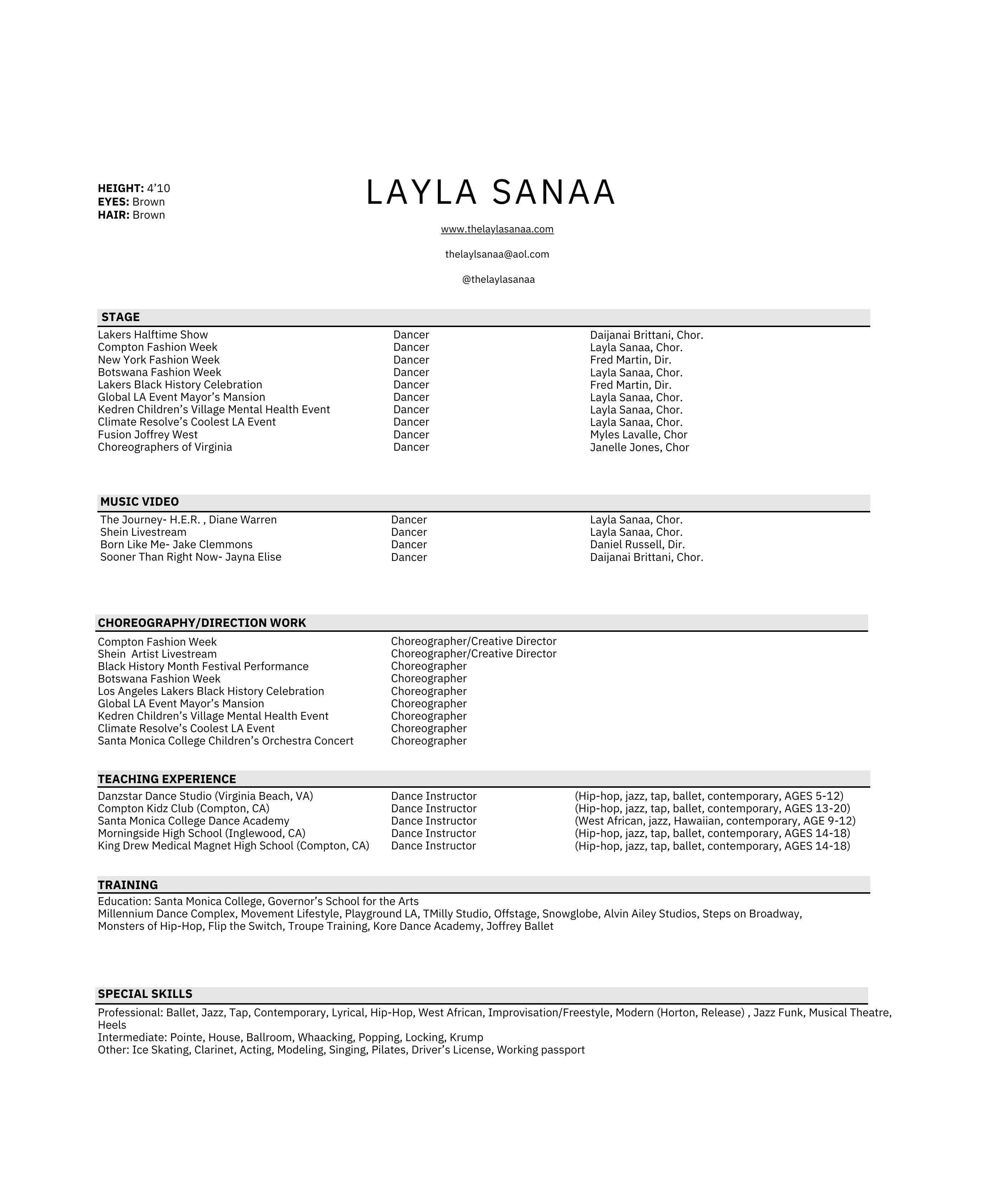 Layla Sanaa resume